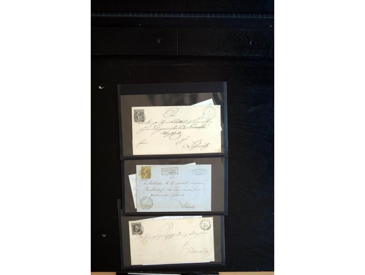 1851/67 (ca.), Briefsammlung in 7 Kassetten, dabei viele Nummernstempel-Belege mit besseren Stücken, daneben Reco-Briefe, Gan