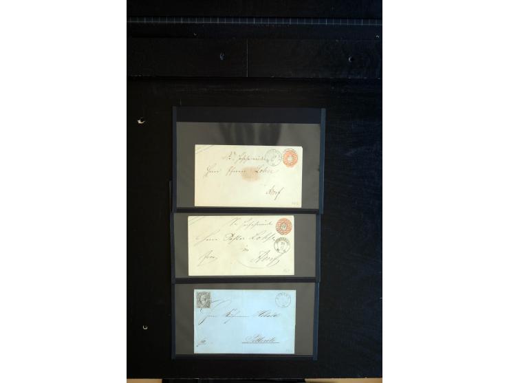1851/67 (ca.), Briefsammlung in 7 Kassetten, dabei viele Nummernstempel-Belege mit besseren Stücken, daneben Reco-Briefe, Gan