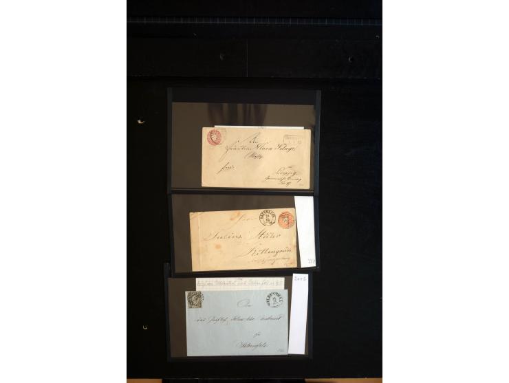 1851/67 (ca.), Briefsammlung in 7 Kassetten, dabei viele Nummernstempel-Belege mit besseren Stücken, daneben Reco-Briefe, Gan