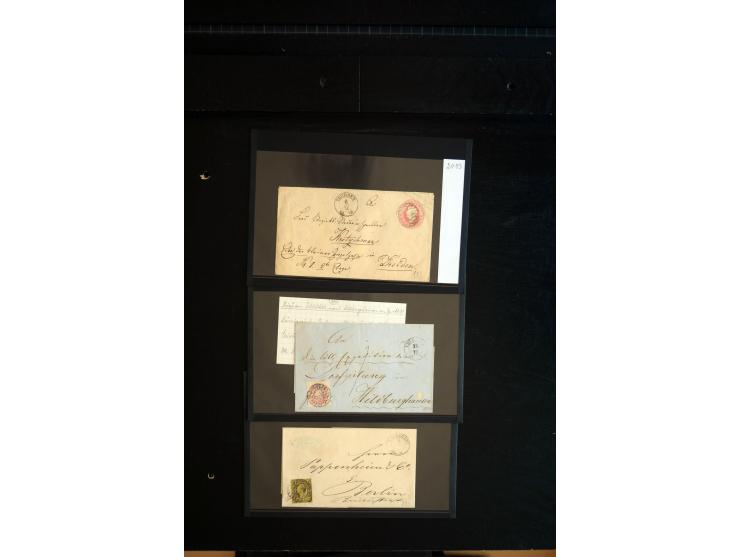 1851/67 (ca.), Briefsammlung in 7 Kassetten, dabei viele Nummernstempel-Belege mit besseren Stücken, daneben Reco-Briefe, Gan