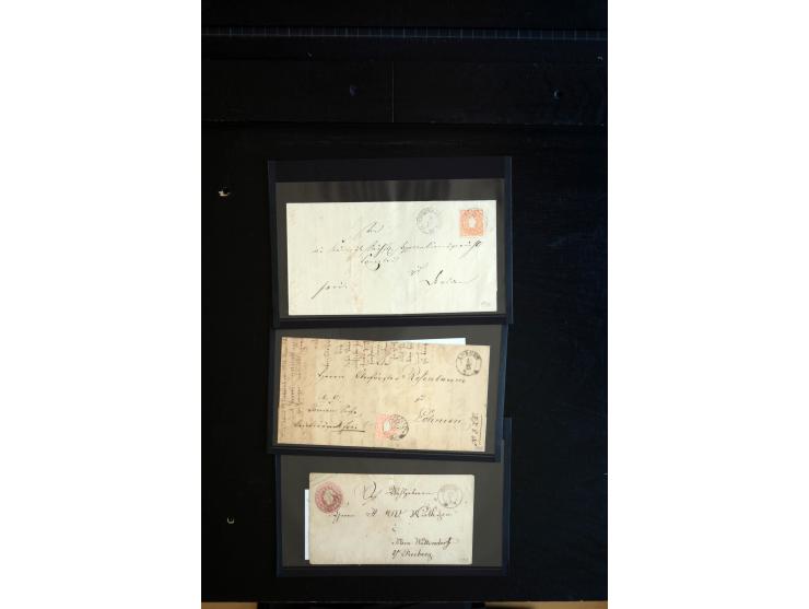 1851/67 (ca.), Briefsammlung in 7 Kassetten, dabei viele Nummernstempel-Belege mit besseren Stücken, daneben Reco-Briefe, Gan
