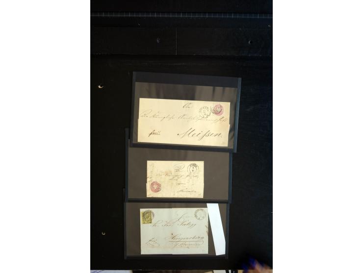 1851/67 (ca.), Briefsammlung in 7 Kassetten, dabei viele Nummernstempel-Belege mit besseren Stücken, daneben Reco-Briefe, Gan