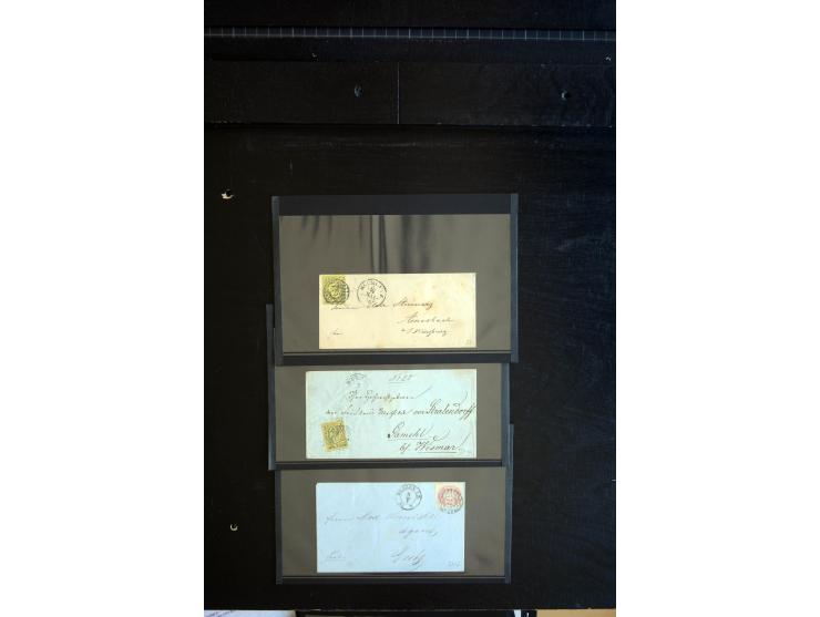 1851/67 (ca.), Briefsammlung in 7 Kassetten, dabei viele Nummernstempel-Belege mit besseren Stücken, daneben Reco-Briefe, Gan