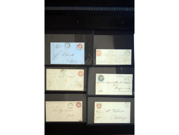 1851/67 (ca.), Briefsammlung in 7 Kassetten, dabei viele Nummernstempel-Belege mit besseren Stücken, daneben Reco-Briefe, Gan