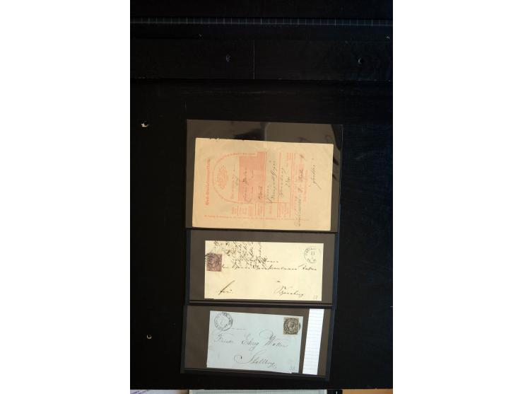 1851/67 (ca.), Briefsammlung in 7 Kassetten, dabei viele Nummernstempel-Belege mit besseren Stücken, daneben Reco-Briefe, Gan