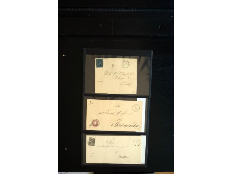 1851/67 (ca.), Briefsammlung in 7 Kassetten, dabei viele Nummernstempel-Belege mit besseren Stücken, daneben Reco-Briefe, Gan