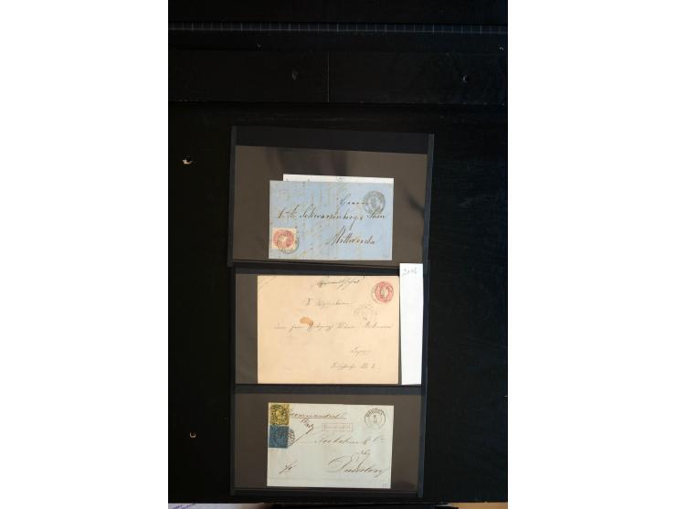 1851/67 (ca.), Briefsammlung in 7 Kassetten, dabei viele Nummernstempel-Belege mit besseren Stücken, daneben Reco-Briefe, Gan