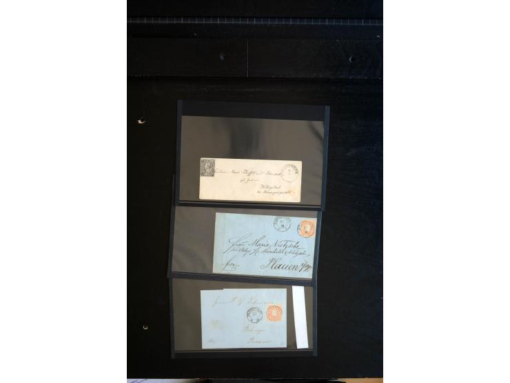 1851/67 (ca.), Briefsammlung in 7 Kassetten, dabei viele Nummernstempel-Belege mit besseren Stücken, daneben Reco-Briefe, Gan