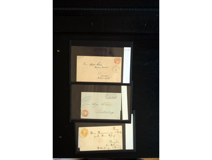1851/67 (ca.), Briefsammlung in 7 Kassetten, dabei viele Nummernstempel-Belege mit besseren Stücken, daneben Reco-Briefe, Gan