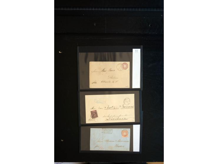 1851/67 (ca.), Briefsammlung in 7 Kassetten, dabei viele Nummernstempel-Belege mit besseren Stücken, daneben Reco-Briefe, Gan