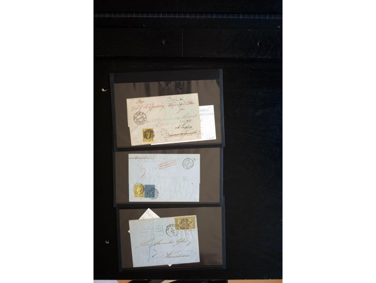 1851/67 (ca.), Briefsammlung in 7 Kassetten, dabei viele Nummernstempel-Belege mit besseren Stücken, daneben Reco-Briefe, Gan