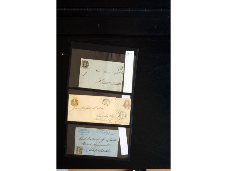 1851/67 (ca.), Briefsammlung in 7 Kassetten, dabei viele Nummernstempel-Belege mit besseren Stücken, daneben Reco-Briefe, Gan