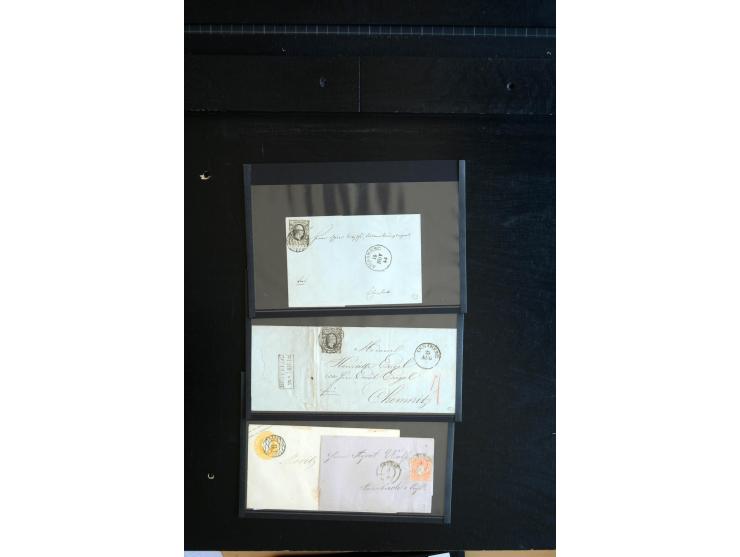 1851/67 (ca.), Briefsammlung in 7 Kassetten, dabei viele Nummernstempel-Belege mit besseren Stücken, daneben Reco-Briefe, Gan
