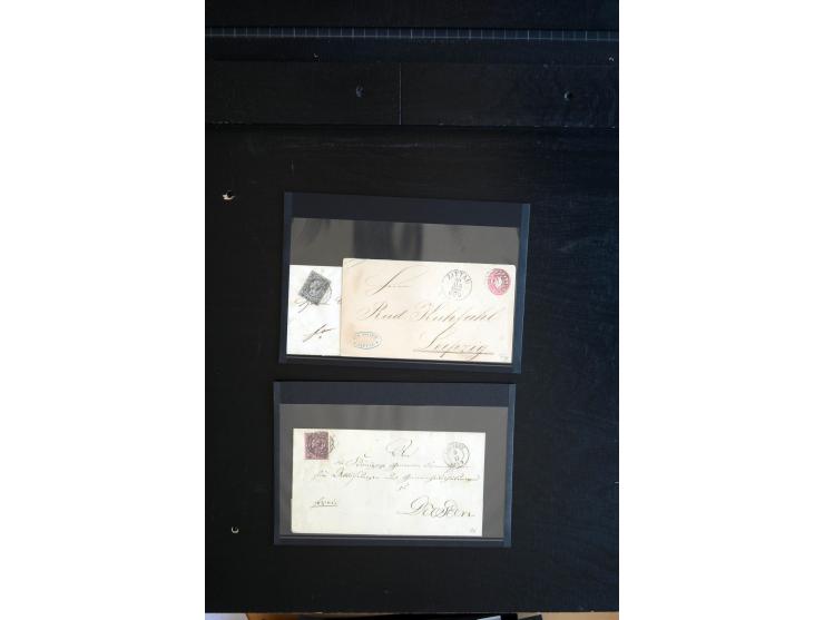1851/67 (ca.), Briefsammlung in 7 Kassetten, dabei viele Nummernstempel-Belege mit besseren Stücken, daneben Reco-Briefe, Gan