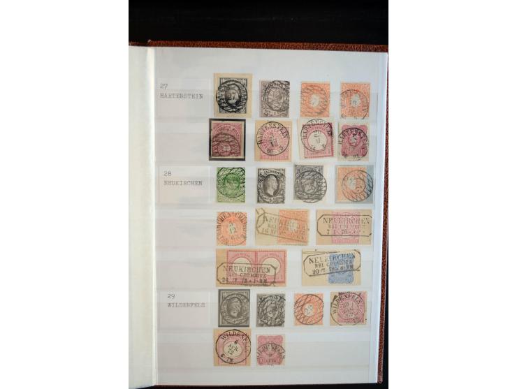 NUMMERN- UND ORTSSTEMPEL: Sehr schöne Sammlung mit ingesamt ca. 1700 Marken und Briefstücken in 7 kleinen Steckbüchern; gesam