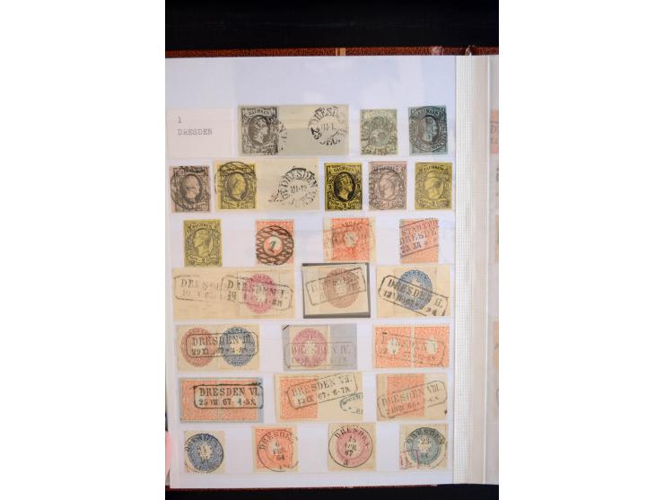 NUMMERN- UND ORTSSTEMPEL: Sehr schöne Sammlung mit ingesamt ca. 1700 Marken und Briefstücken in 7 kleinen Steckbüchern; gesam