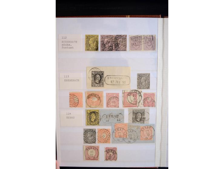 NUMMERN- UND ORTSSTEMPEL: Sehr schöne Sammlung mit ingesamt ca. 1700 Marken und Briefstücken in 7 kleinen Steckbüchern; gesam