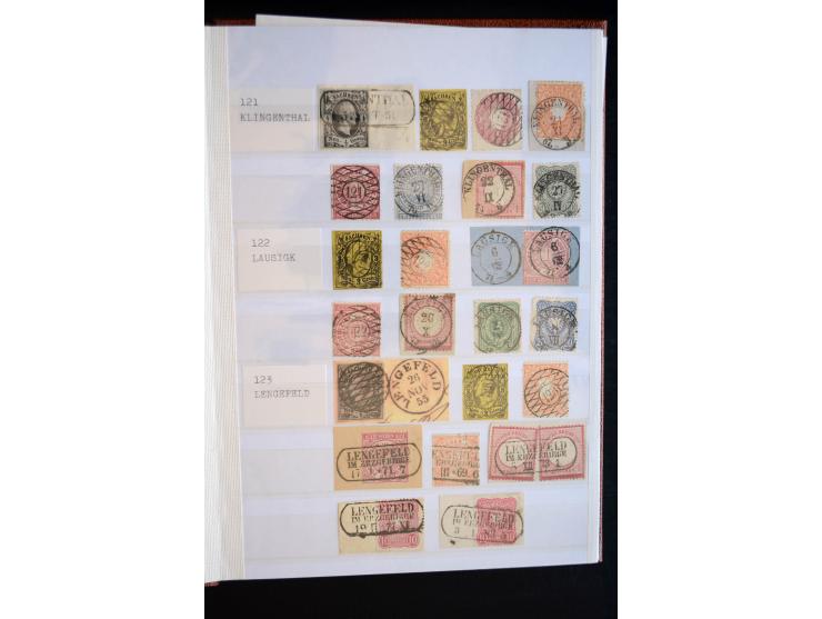 NUMMERN- UND ORTSSTEMPEL: Sehr schöne Sammlung mit ingesamt ca. 1700 Marken und Briefstücken in 7 kleinen Steckbüchern; gesam