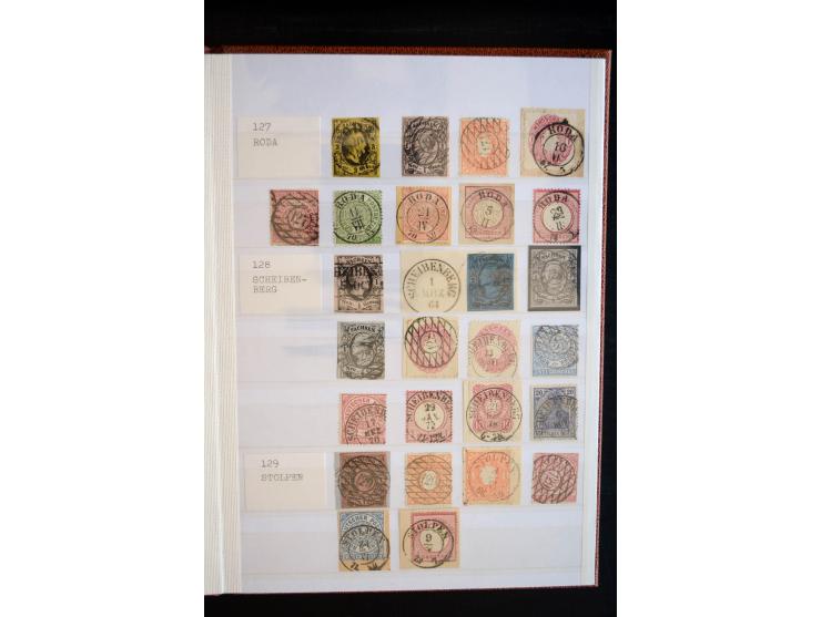 NUMMERN- UND ORTSSTEMPEL: Sehr schöne Sammlung mit ingesamt ca. 1700 Marken und Briefstücken in 7 kleinen Steckbüchern; gesam