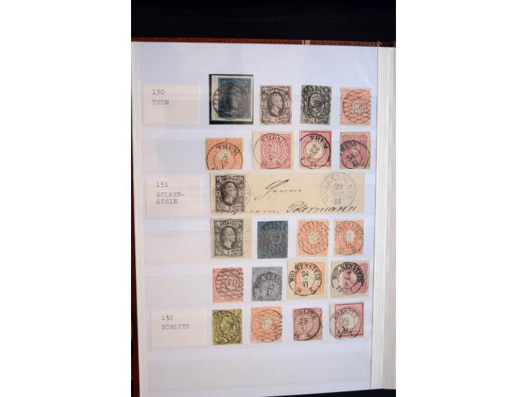 NUMMERN- UND ORTSSTEMPEL: Sehr schöne Sammlung mit ingesamt ca. 1700 Marken und Briefstücken in 7 kleinen Steckbüchern; gesam