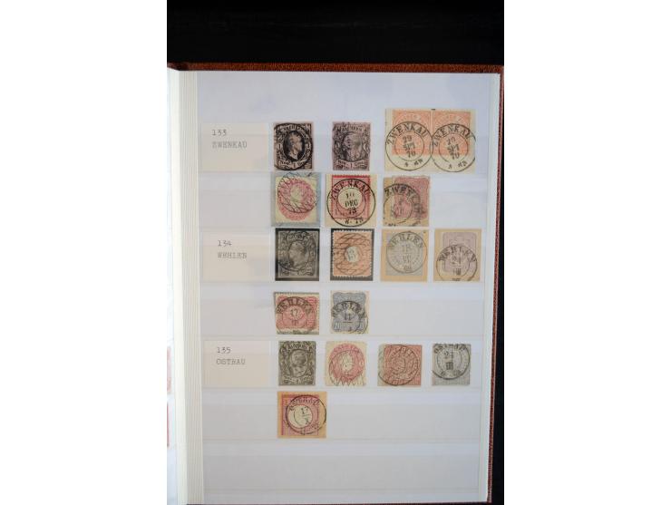 NUMMERN- UND ORTSSTEMPEL: Sehr schöne Sammlung mit ingesamt ca. 1700 Marken und Briefstücken in 7 kleinen Steckbüchern; gesam