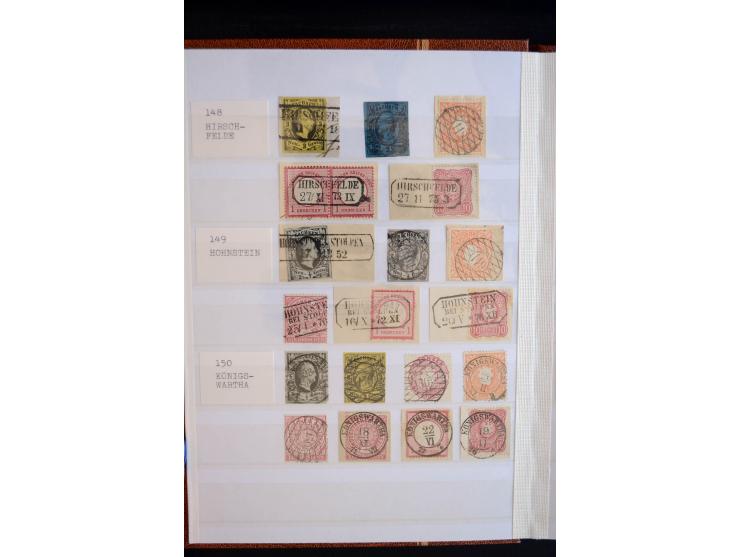 NUMMERN- UND ORTSSTEMPEL: Sehr schöne Sammlung mit ingesamt ca. 1700 Marken und Briefstücken in 7 kleinen Steckbüchern; gesam