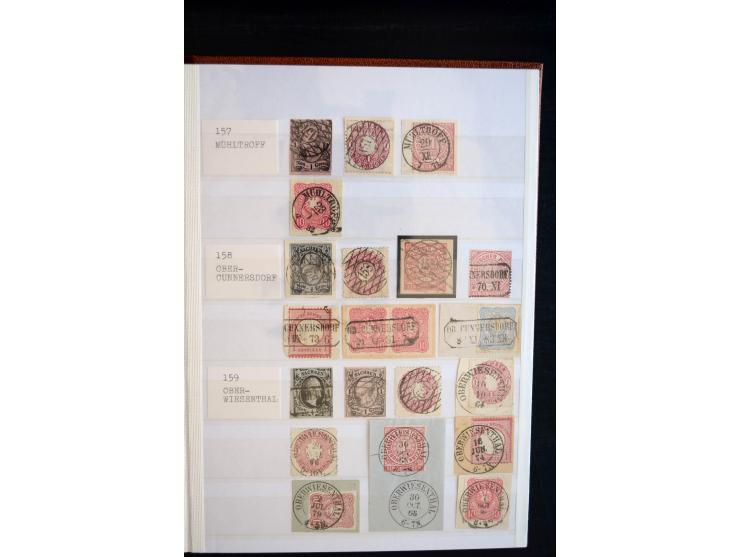 NUMMERN- UND ORTSSTEMPEL: Sehr schöne Sammlung mit ingesamt ca. 1700 Marken und Briefstücken in 7 kleinen Steckbüchern; gesam