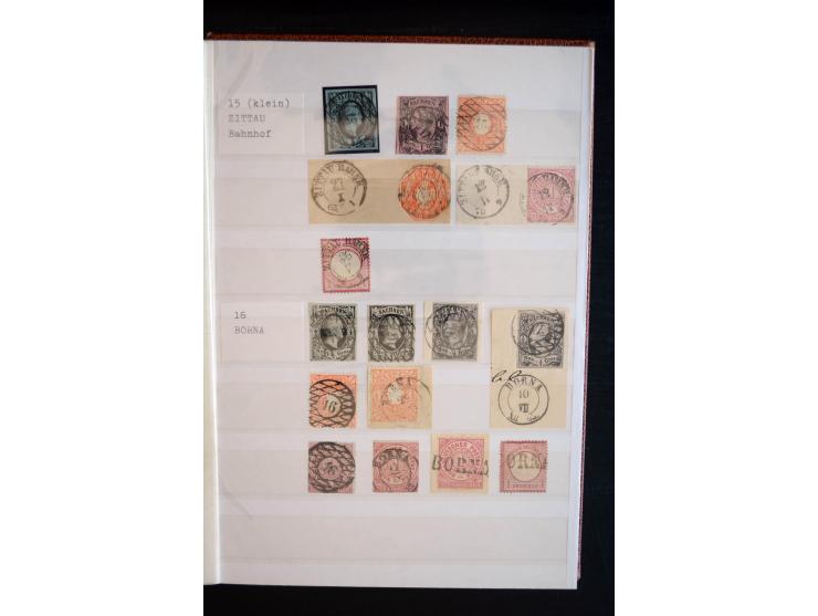 NUMMERN- UND ORTSSTEMPEL: Sehr schöne Sammlung mit ingesamt ca. 1700 Marken und Briefstücken in 7 kleinen Steckbüchern; gesam