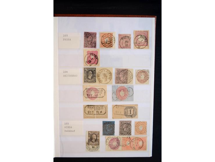 NUMMERN- UND ORTSSTEMPEL: Sehr schöne Sammlung mit ingesamt ca. 1700 Marken und Briefstücken in 7 kleinen Steckbüchern; gesam