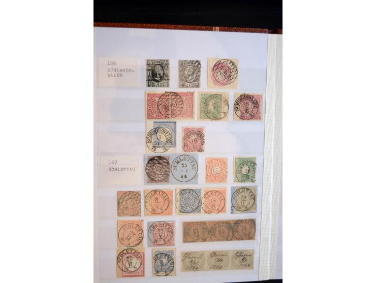 NUMMERN- UND ORTSSTEMPEL: Sehr schöne Sammlung mit ingesamt ca. 1700 Marken und Briefstücken in 7 kleinen Steckbüchern; gesam