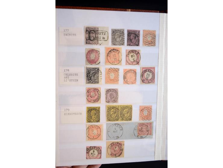 NUMMERN- UND ORTSSTEMPEL: Sehr schöne Sammlung mit ingesamt ca. 1700 Marken und Briefstücken in 7 kleinen Steckbüchern; gesam