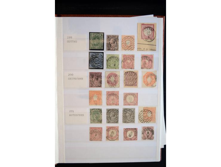 NUMMERN- UND ORTSSTEMPEL: Sehr schöne Sammlung mit ingesamt ca. 1700 Marken und Briefstücken in 7 kleinen Steckbüchern; gesam