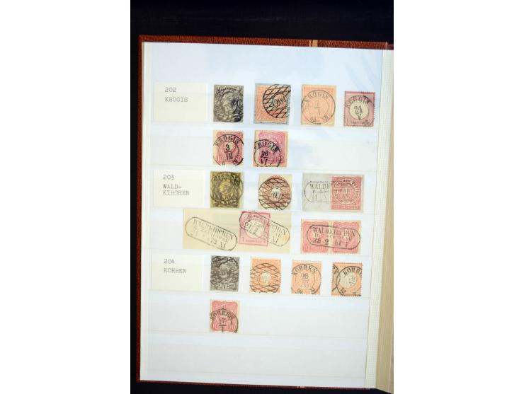 NUMMERN- UND ORTSSTEMPEL: Sehr schöne Sammlung mit ingesamt ca. 1700 Marken und Briefstücken in 7 kleinen Steckbüchern; gesam