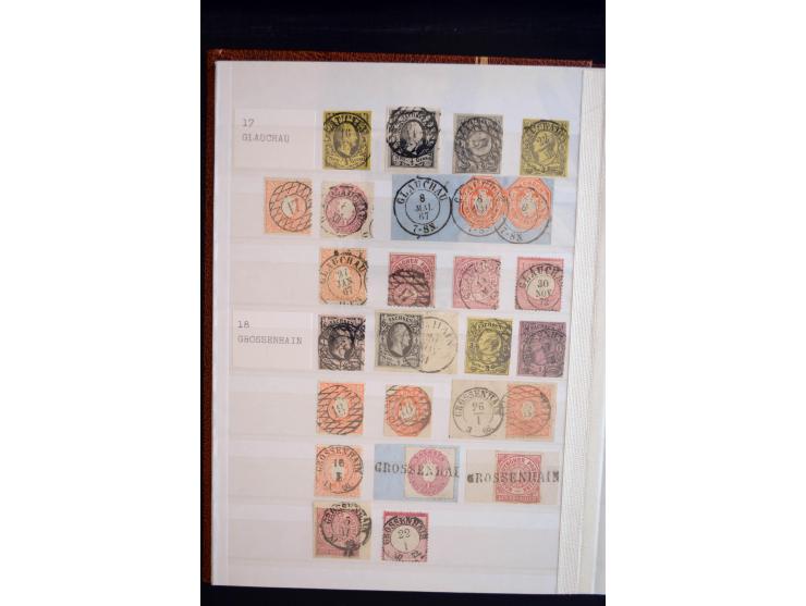 NUMMERN- UND ORTSSTEMPEL: Sehr schöne Sammlung mit ingesamt ca. 1700 Marken und Briefstücken in 7 kleinen Steckbüchern; gesam