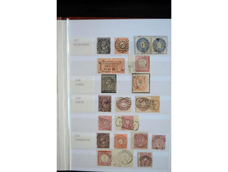 NUMMERN- UND ORTSSTEMPEL: Sehr schöne Sammlung mit ingesamt ca. 1700 Marken und Briefstücken in 7 kleinen Steckbüchern; gesam