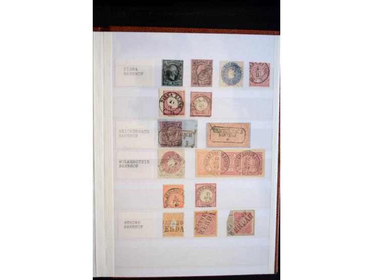 NUMMERN- UND ORTSSTEMPEL: Sehr schöne Sammlung mit ingesamt ca. 1700 Marken und Briefstücken in 7 kleinen Steckbüchern; gesam