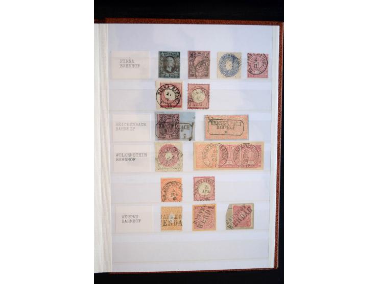 NUMMERN- UND ORTSSTEMPEL: Sehr schöne Sammlung mit ingesamt ca. 1700 Marken und Briefstücken in 7 kleinen Steckbüchern; gesam