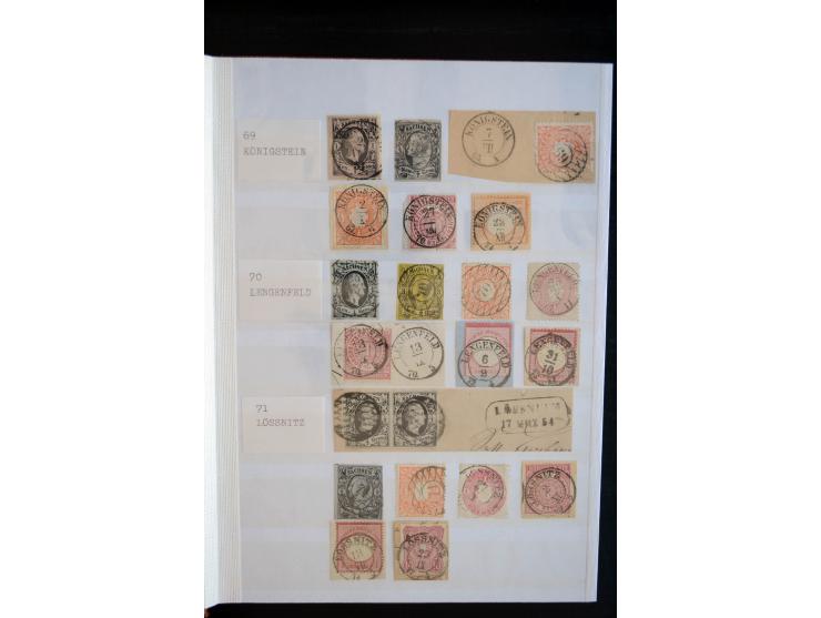 NUMMERN- UND ORTSSTEMPEL: Sehr schöne Sammlung mit ingesamt ca. 1700 Marken und Briefstücken in 7 kleinen Steckbüchern; gesam