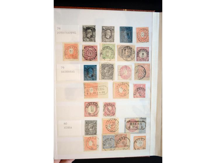 NUMMERN- UND ORTSSTEMPEL: Sehr schöne Sammlung mit ingesamt ca. 1700 Marken und Briefstücken in 7 kleinen Steckbüchern; gesam