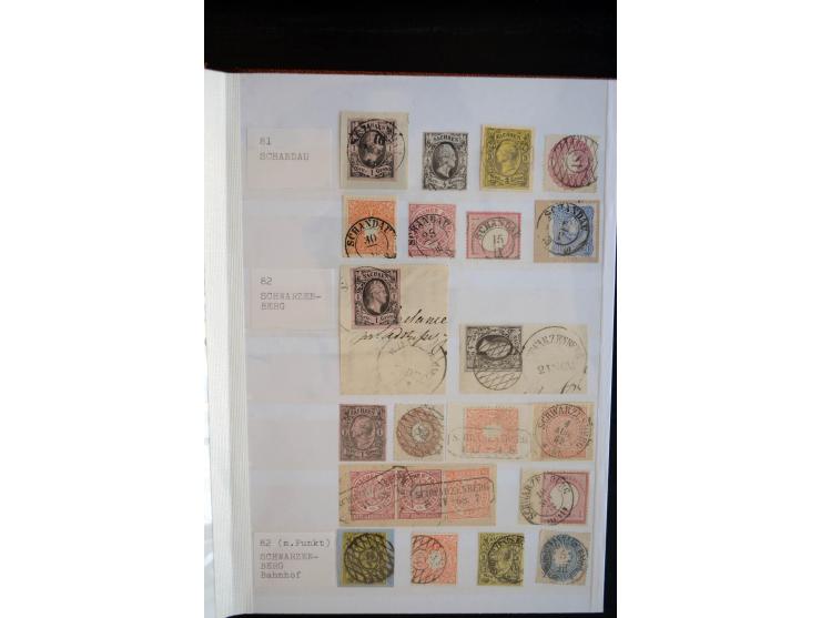 NUMMERN- UND ORTSSTEMPEL: Sehr schöne Sammlung mit ingesamt ca. 1700 Marken und Briefstücken in 7 kleinen Steckbüchern; gesam
