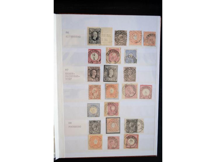 NUMMERN- UND ORTSSTEMPEL: Sehr schöne Sammlung mit ingesamt ca. 1700 Marken und Briefstücken in 7 kleinen Steckbüchern; gesam