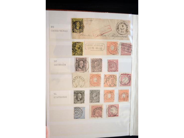 NUMMERN- UND ORTSSTEMPEL: Sehr schöne Sammlung mit ingesamt ca. 1700 Marken und Briefstücken in 7 kleinen Steckbüchern; gesam