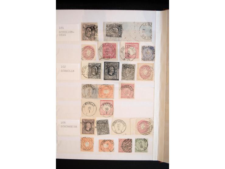 NUMMERN- UND ORTSSTEMPEL: Sehr schöne Sammlung mit ingesamt ca. 1700 Marken und Briefstücken in 7 kleinen Steckbüchern; gesam