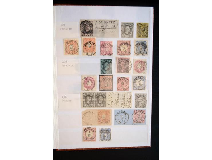 NUMMERN- UND ORTSSTEMPEL: Sehr schöne Sammlung mit ingesamt ca. 1700 Marken und Briefstücken in 7 kleinen Steckbüchern; gesam