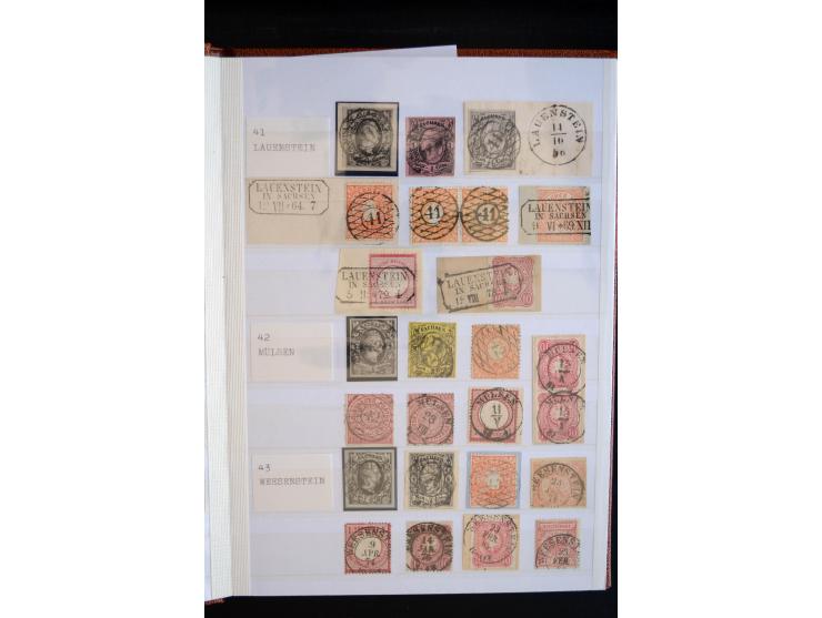 NUMMERN- UND ORTSSTEMPEL: Sehr schöne Sammlung mit ingesamt ca. 1700 Marken und Briefstücken in 7 kleinen Steckbüchern; gesam