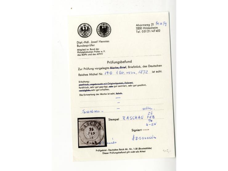 SPÄTE POSTORTE: Kleine Sammlung lose Marken und Briefstücke von Sachsen, NDP und DR, dabei viele seltene Entwertungen auf Sac