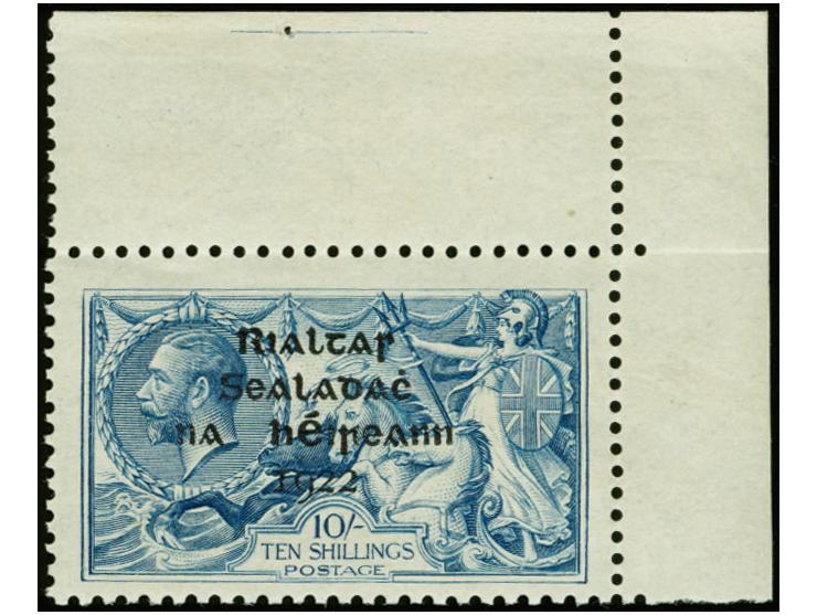1922, 4-line overprint by Thom, 10 s. from the upper right sheet corner, with basic stamp error "Retouch to 0 in 10", mint ne