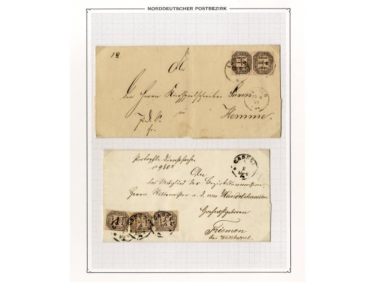1870/71, Dienstmarken-Briefsammlung mit 45 Briefen, dabei seltene Einzelfrankaturen, Mehrfachfrankaturen, R-Briefe, Paketbegl