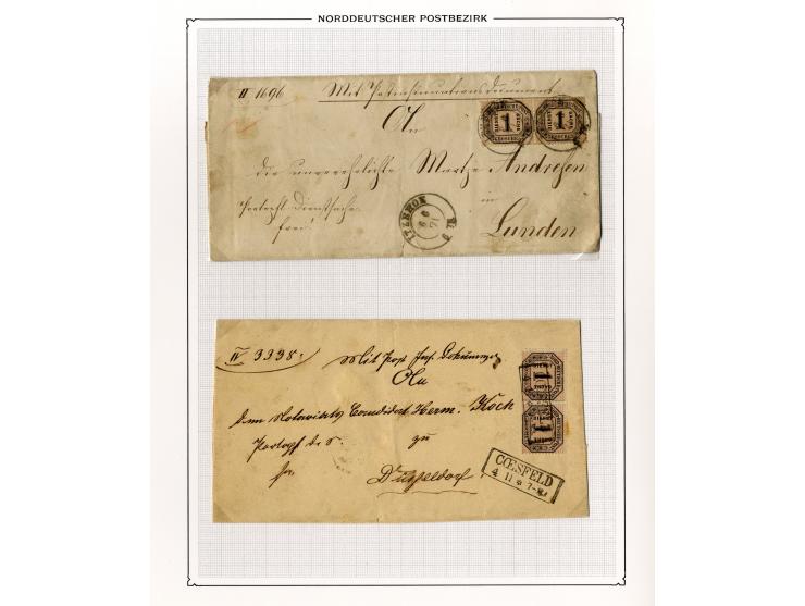 1870/71, Dienstmarken-Briefsammlung mit 45 Briefen, dabei seltene Einzelfrankaturen, Mehrfachfrankaturen, R-Briefe, Paketbegl