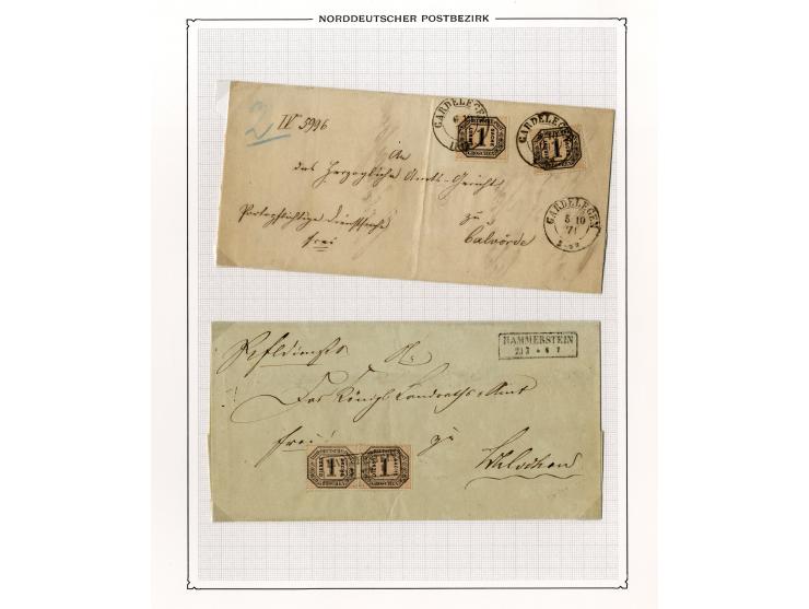 1870/71, Dienstmarken-Briefsammlung mit 45 Briefen, dabei seltene Einzelfrankaturen, Mehrfachfrankaturen, R-Briefe, Paketbegl